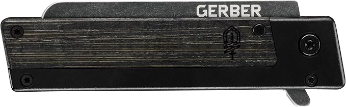Gerber Gear Quadrant Clip Folding Pocket Knife EDC Plain Edge Flipper Knife with Pocket Clip Gifts for Men Stainless Steel Survival Tool Black Bamboo