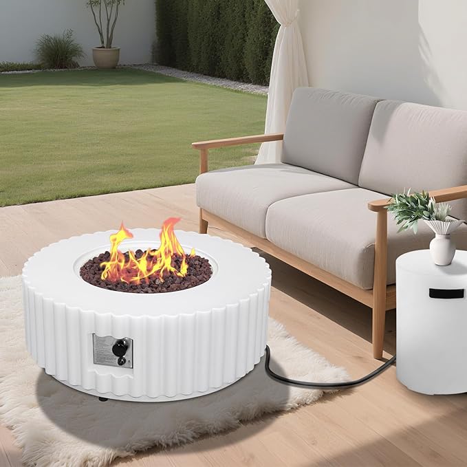 Afterglow Firepits All Terrafab External Gas Tank for Outdoor Use Round 50000Btu White