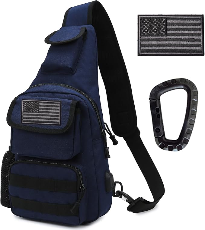 Tactical Shoulder Bag - 1000D Molle Military Backpack Outdoor Daypack Chest Pack (Darkblue)