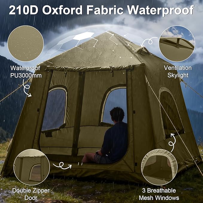 Inflatable Tents for CampingEasy Blow Up Tent with Hand Pump4 Seasons Waterproof Air Inflatable Camping Tent House for Family Weekend Camping