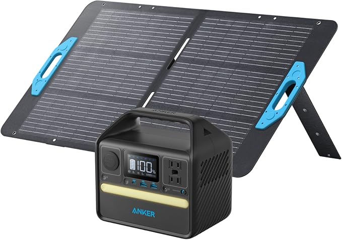 Anker 521 Portable Power Station Upgraded with LiFePO4 Battery 256Wh 6-Port PowerHouse 300W (Peak 600W) Solar Generator with 100W Solar Panel 2 AC Outlets 60W USB-C PD Output Outdoor Generator