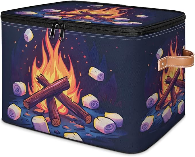 Camping Storage Basket for Bedroom Kitchen Bathroom Storage Bins with Zipper Lids Foldable Toy Cube Storage Organizer for Kid Teen Women Men