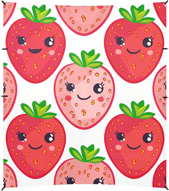 ALAZA Cute Strawberry Fruit Face Beach Tent Sun Shelter Portable Canopy Sunshade for Outdoor Camping Picnics Backyard Fun 10x9 ft