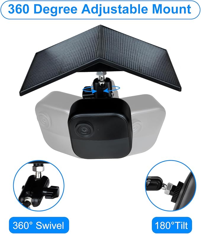 Solar Panel for Blink Camera Outdoor 4 (4th Gen) /2K+/3rd Gen/XT/XT2 Perfect View Angle for Wireless Blink Camera (Black)(Camera Not Included)