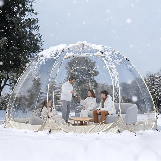 Pop Up Bubble Tent15 x 15 ft Outdoor Greenhouse Clear Camping Shelters8-12 Persons Igloo TentPVC 540°Degree Fully TransparentWeatherproof and Cold Protection Portablefor Patio and Backyard