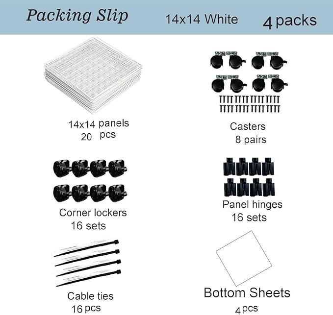 Wire Grid Bin 4-pack with locked casters DIY assembly into 4 single carts or multi-cube carts vertical or horizontal (White 14x14x16. 4 pack)