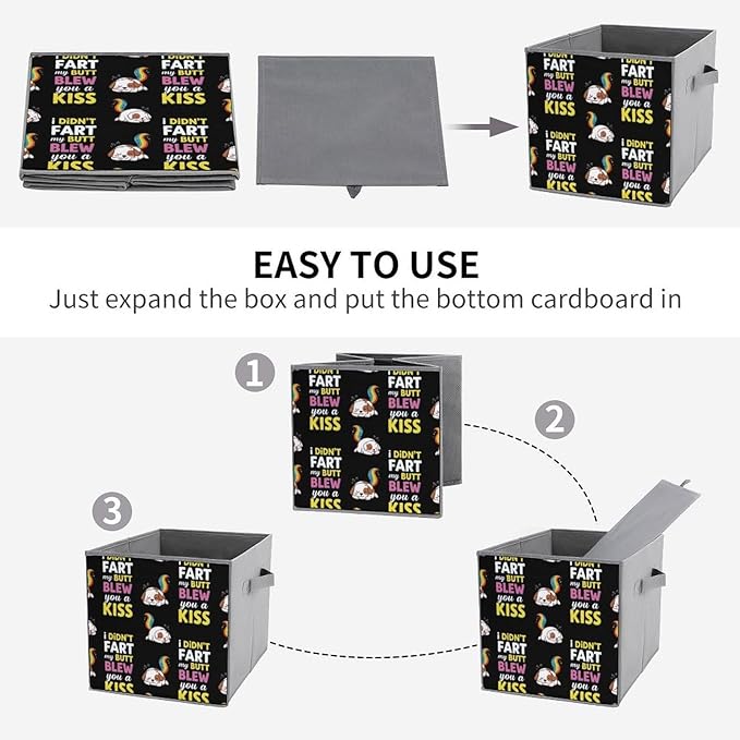 Collapsible Fabric Storage Bins with Handles I Didn'T Fart My Butt Funny Dog Versatile Foldable Cube for Organizing Kids' Toys Games Perfect for Playroom &amp Nursery