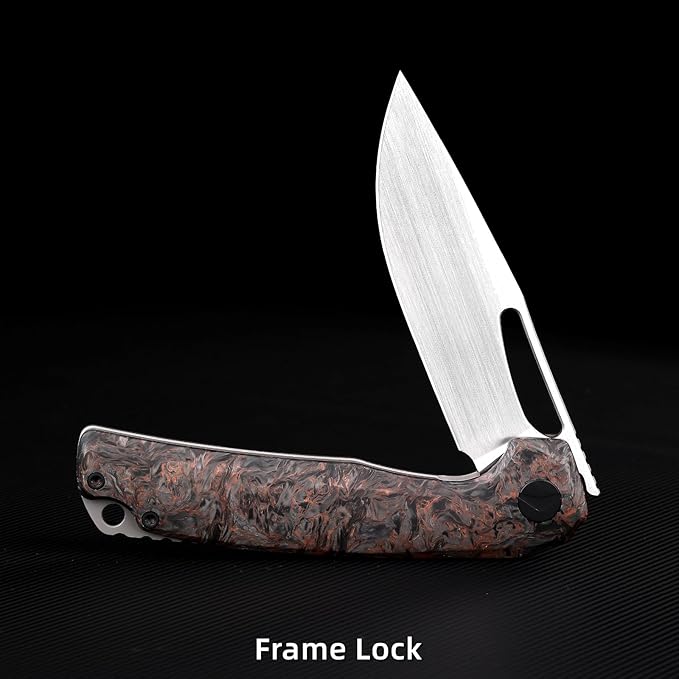 Pocket Knife 3.5 M390 Blade Folding Knife Hunting Knife Survival Knife with Pocket Clip EDC Knives for Hunting Camping Survival Outdoor Fishing Hiking (Copper&ampGrey)