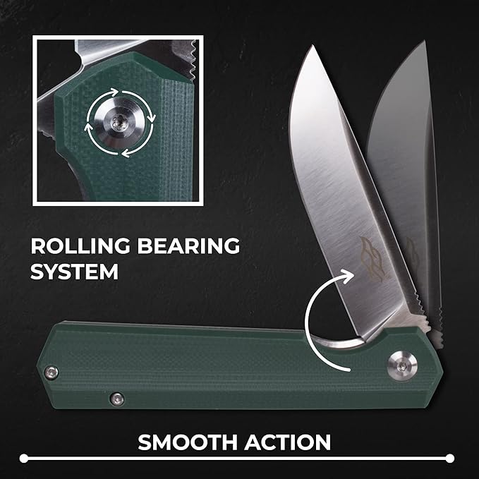 Firebird GANZO FH11 Pocket Folding Knife D2 Steel Blade G10 Handle with Clip Hunting Fishing Camping Outdoor EDC Knife (Green)