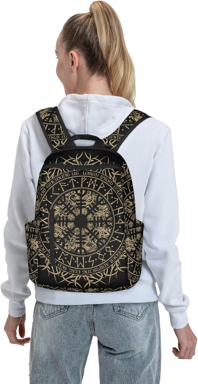 Laptop Backpack Travel Backpack Large Diaper Bag Doctor Bag Backpack for Women &amp Men (Cool Norse Viking Vegvisir runic compass)