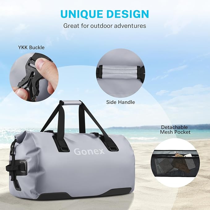 Gonex 40L 60L 80L Extra Large Waterproof Duffle Travel Dry Duffel Bag Heavy Duty Bag with Durable Straps &amp Handles for Kayaking Paddleboarding Boating Rafting Fishing