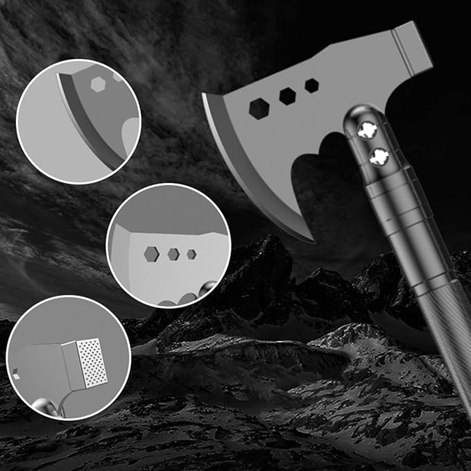 aiGear Camping Shovel Axe Outdoor Tactical Shovel Survival Tool Set with Multi Tools for Camping Hiking Backpacking Men Survival Gear Emergency（CSA-4232）