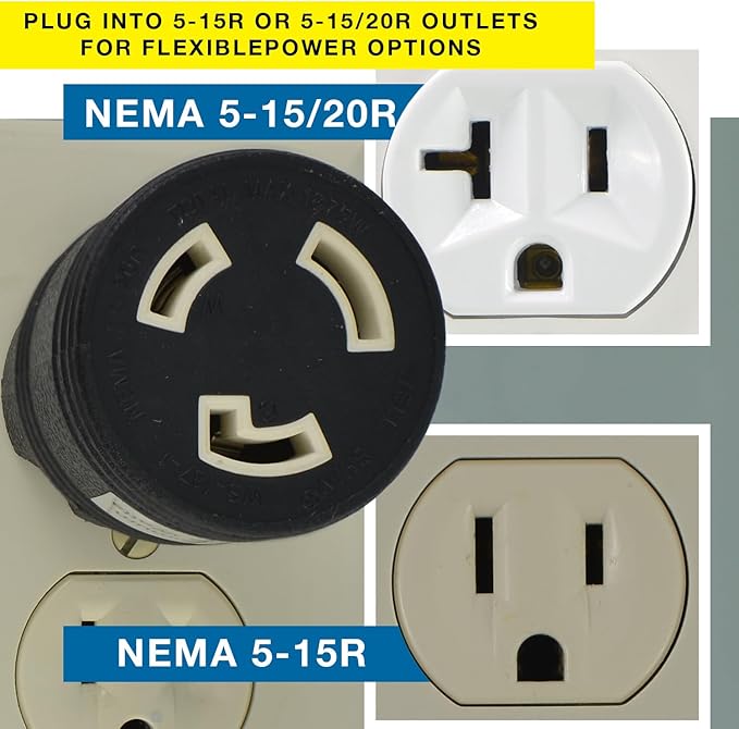 Conntek NEMA 5-15P to NEMA L5-20R Locking Plug Adapter 15 Amp to 20 Amp Plug Adapter