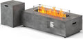 SUNPEAK 42 Rectangular Propane Fire Pit Table 50000 BTU Fireplace Table with Wind Guard Lid Rocks and Cover - Fire Pits &amp Outdoor Fireplaces - Gas Fire Pits for Outside Patio (Charred Oak 42