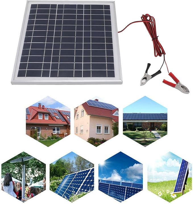 50W Solar Panel High Efficiency Monocrystalline Silicon Solar Panel with Battery Clips for Camping Hiking Outdoor Charging for RV Vehicle