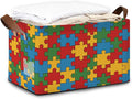 Jigsaw Storage Bins with Handles Collapsible Storage for Clothes Gift Basket Blankets &amp Closet Organization