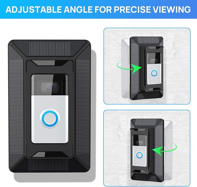 Solar Charger for Ring Doorbell 2-in-1 with Mount Stand Compatible with Ring Battery Doorbell 3/4/3 Plus Ring Battery Doorbell Pro/Plus (2020/2021/2023)