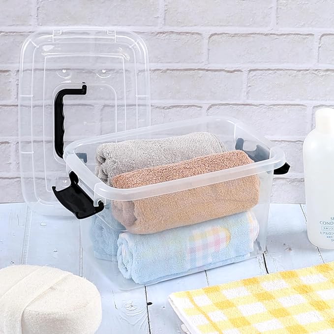6 Quart Plastic Storage Box with Handle Clear Latching Bin with Lids 6 Packs