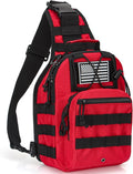 First Aid Sling Backpack - EMS Equipment Emergency Medical Supplies Tactical Range Shoulder Molle Bag - Heavy Duty Sports Outdoor Rescue Pack - Perfect for Camping Hiking Trekking - Red