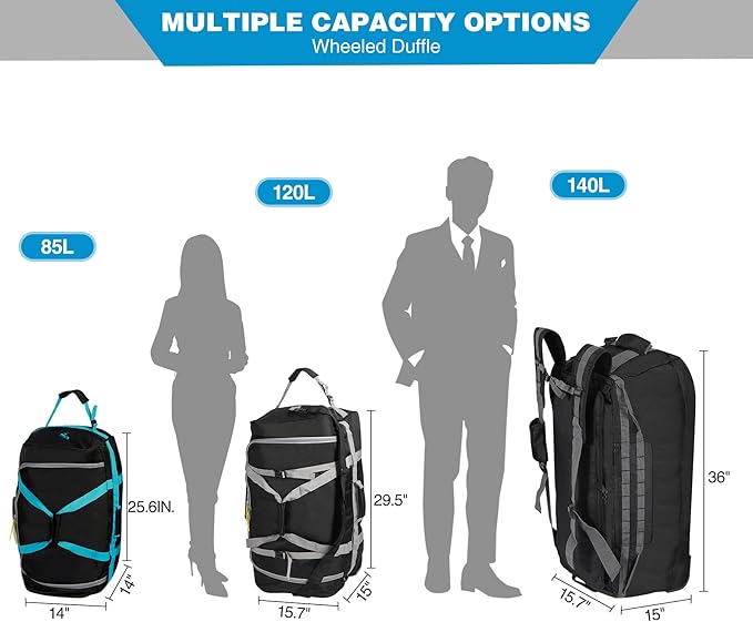 REDCAMP 85L/120L/140L Foldable Duffle Bag with Wheels Large Travel Duffel Bag
