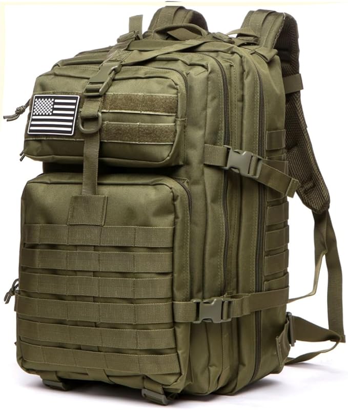 45L Sturdy Nylon Waterproof Fishing Hunting Backpack Outdoor Military Rucksacks Tactical Sports Camping Hiking (Green)