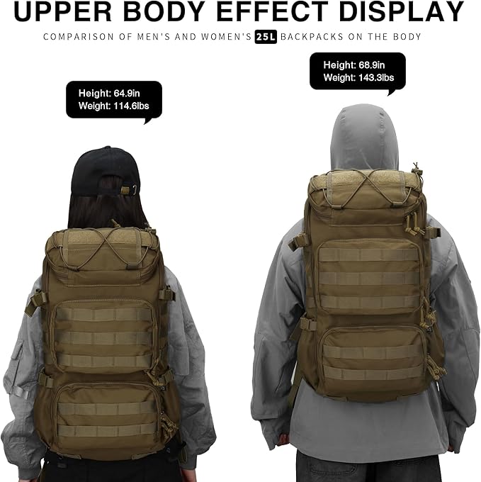 Mardingtop Tactical Backpacks Molle Hiking daypacks for Motorcycle Camping Hiking Military Traveling25L Backpack