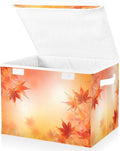 senya Thanksgiving Baskets Collapsible Storage Bins with Lids Thanksgiving Autumn Leaves Golden Maple Leaves Storage Boxes Clothes Baskets for Organizing