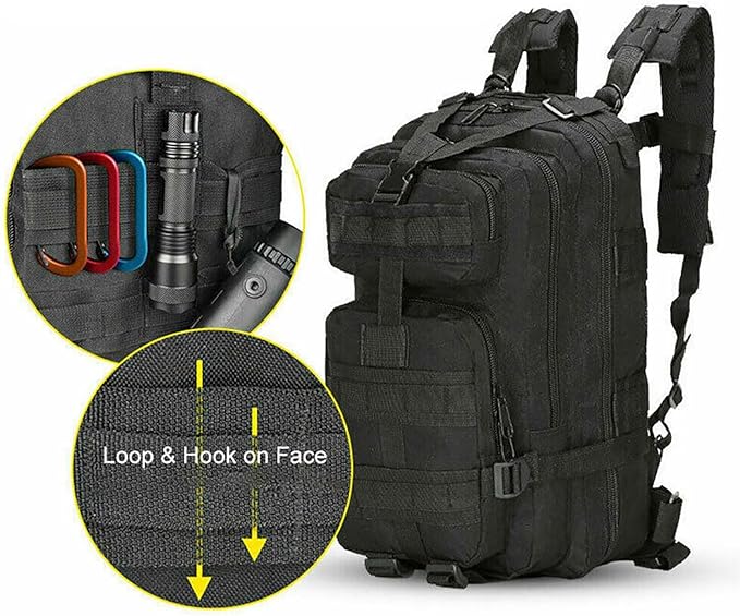 30L Tactical Backpack Waterproof Outdoor Molle Rucksack Camping Bag Large Capacity Thickness Strap Hook-n-Loop(Green)
