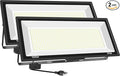 2 Pack 1000W LED Flood Light Outdoor95000LM 6500K Daylight White Exterior Security FloodLight with Plug IP66 Waterproof Commercial Lighting for Sports FieldsParking LotsCourtsArenaStadium