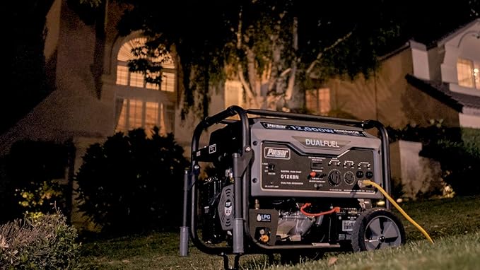 Pulsar G12KBN-SG Heavy Duty Portable Dual Fuel Generator - 9500 Rated Watts &amp 12000 Peak Watts - Gas &amp LPG - Electric Start - Transfer Switch &amp RV Ready - CARB Compliant