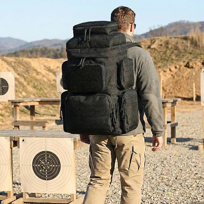 MGFLASHFORCE Tactical Range Backpack for handgunsLaser-Cutting Modular Gun Backpack with 5 Pistol Cases for Hunting and Shooting