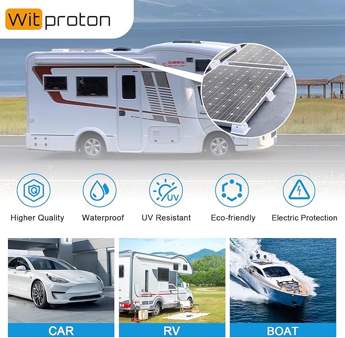 Solar Panel Mounts Bracket Set of 4pcs (White) Drill Free ABS Corner Roof Brackets Mounting Kit Durable Solar Mount Rack Accessories for RVs Trailers Boats Yachts Vans Carports