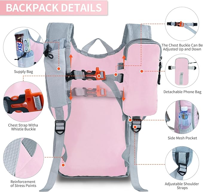 Hiking Backpack 10L/15L Small Daypack Lightweight Packable Travel Foldable Water Resistan for Women Men (Pink 15L)