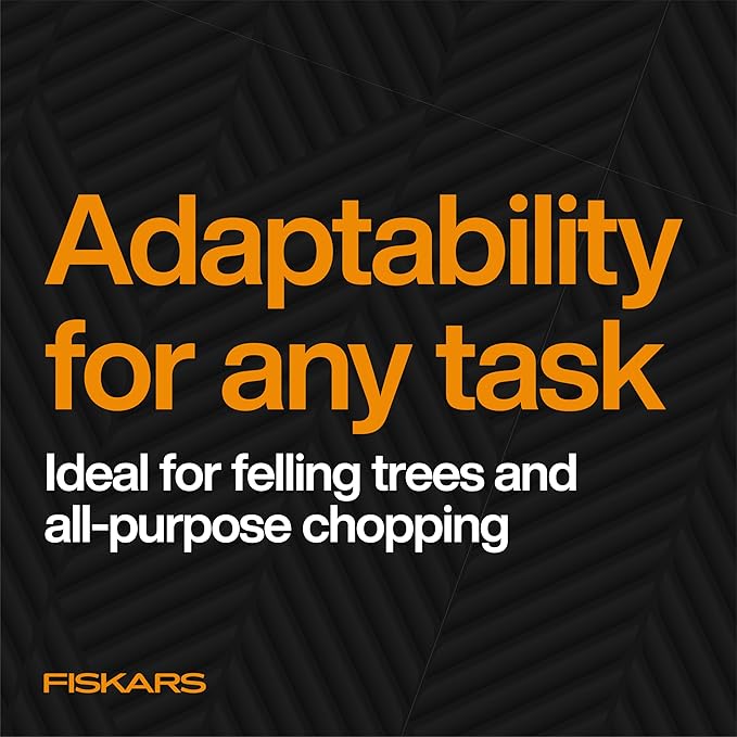 Fiskars X24 Universal Axe 24 Forged Steel Blade for Felling Trees &amp All-Purpose Chopping Shock-Absorbing FiberComp Handle &amp Low-Friction Coating for Clean Cuts in Fresh Resinous Wood