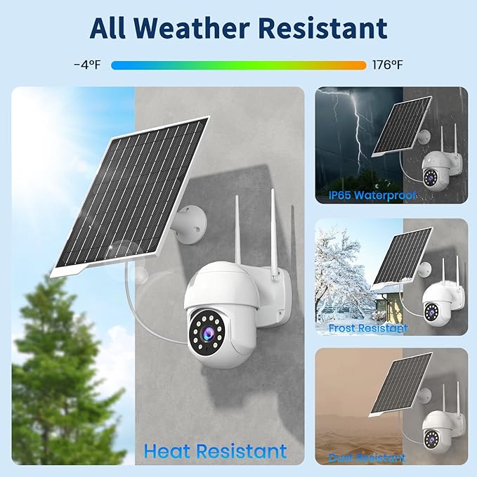 2 Pack 9W Solar Panels- IP65 Waterproof High Efficiency Charger with 10FT USB-C Cable and Micro USB Adapter Works in -4°F~176°F for Outdoor Cameras Smartphones and All DC 5V Devices