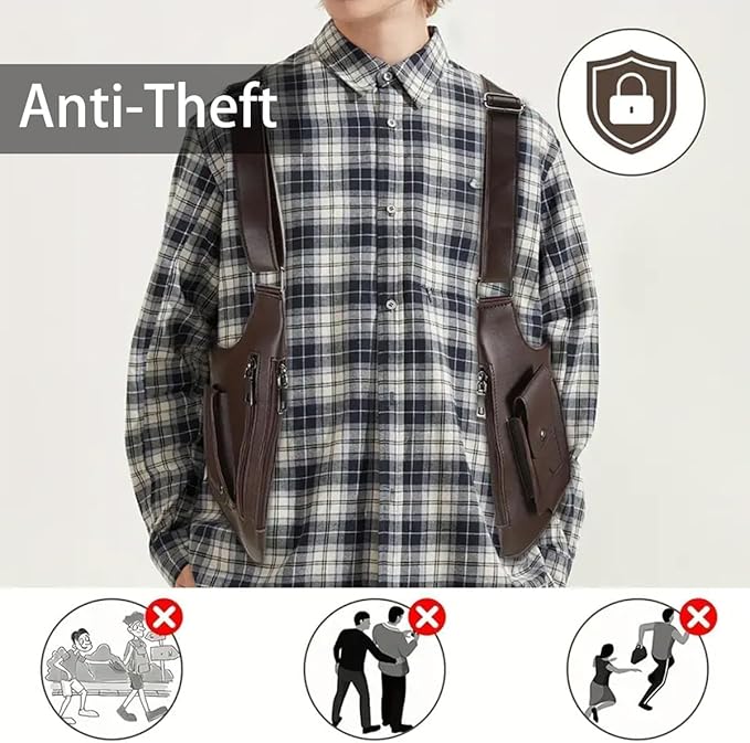 Men's underarm backpack concealed and anti-theft tactical outdoor shoulder bag multifunctional bag special agent bag ﻿ (Brown)
