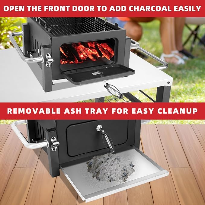 Kendane Portable Charcoal Grill with 314 Square Inch Cooking AreaCompact Tabletop Charcoal Grill with Warming RackSmall BBQ Grill with Charcoal Tray for Outdoor Camping Picnic