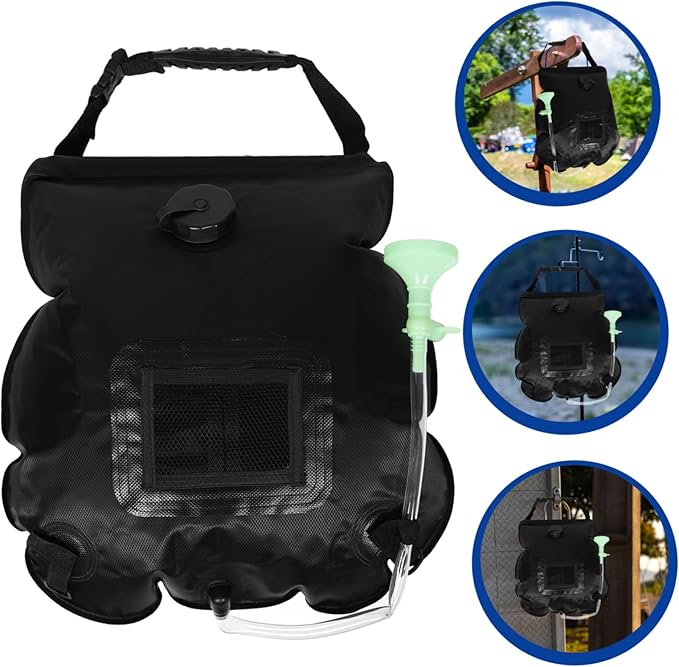 POPETPOP Solar Shower Bag for Camping Portable Outdoor Shower with Removable Hose for Hiking Beach and Travel Sustainable Solar Heating