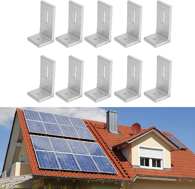 10-Pack Heavy-Duty Aluminum Alloy L-Foot Solar Mounts Photovoltaic Panel Mounting Bracket Photovoltaic Mount Waterproof Solar Panel Bracket for Roof PV System