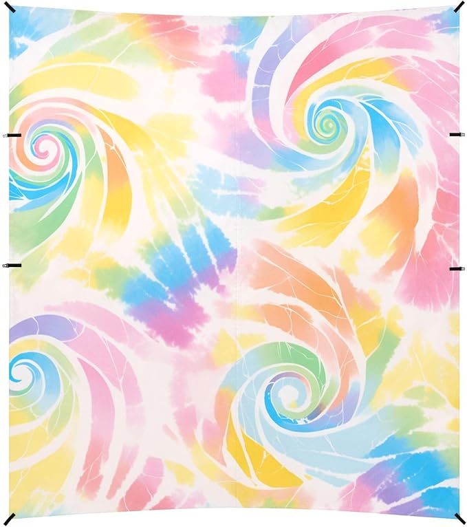 Lightgrey Tie-dye Background Vibrant Colors and Swirling Patterns Tie-dye Pattern Beach Tent UPF50+ Protection Water-Resistant Sun Shelter with Sturdy Poles Sandbags and Shovel for Camping