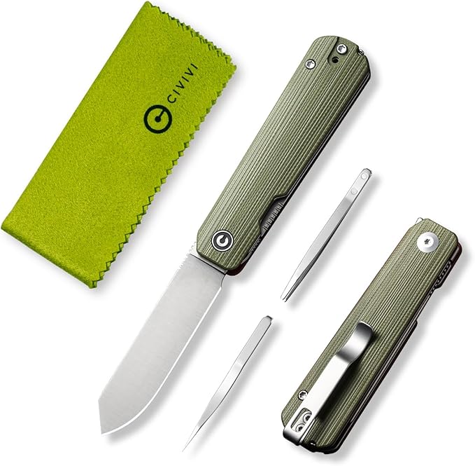 CIVIVI Sendy 3 In 1 Multitool Pocket Knife With Tweezers and Toothpick Ben Petersen designed Folding Knife for EDC Camping Daily Use Perfect Gifts for Men Women C21004B-1