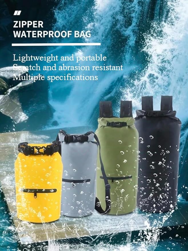 Outdoor waterproof bag there are 5L-40L five specifications with zipper roll dry bag suitable for swimming beach surfing camping and other outdoor sports (Grey 40L)
