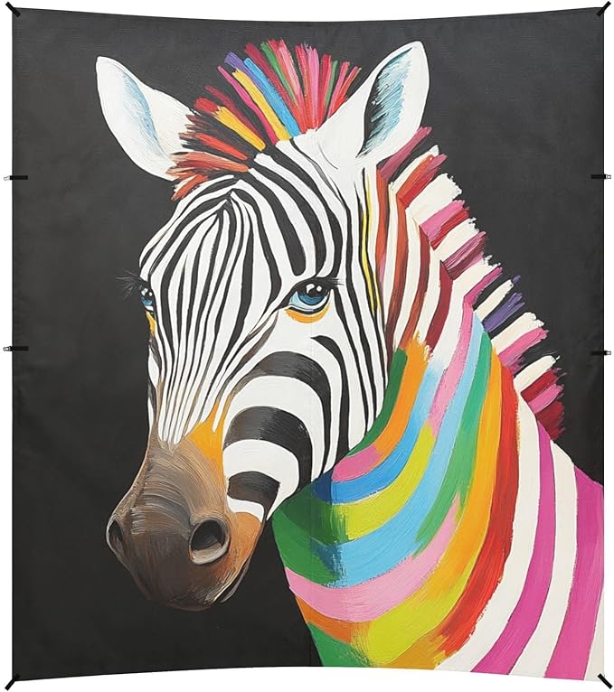 ALAZA Colorful Stripes Zebra Beach Tent Sun Shelter Portable Canopy Sunshade for Outdoor Camping Picnics Backyard Fun 10x9 ft