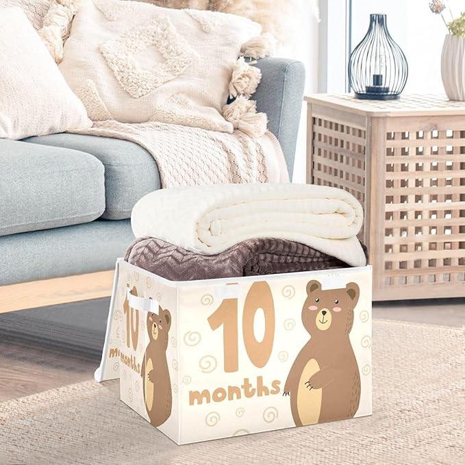 10_months Storage Bins with Lid Foldable Closet Organizers Garage Storage Bins for Home Studyroom Office Basket