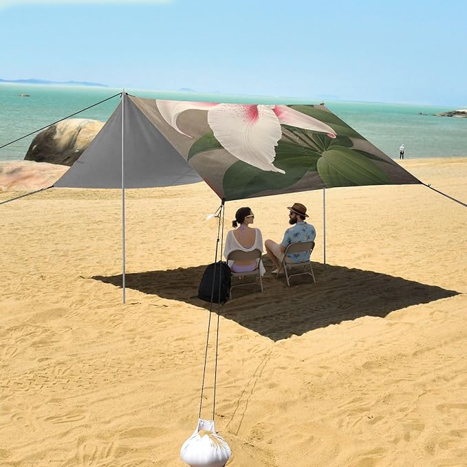 ALAZA Beautiful Cute Lily Beach Tent Sun Shelter Portable Canopy Sunshade for Outdoor Camping Picnics Backyard Fun 10x9 ft