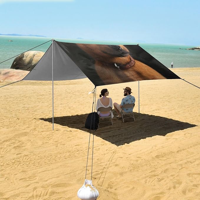 ALAZA Puppy Dog on Dark Beach Tent Sun Shelter Portable Canopy Sunshade for Outdoor Camping Picnics Backyard Fun 10x9 ft