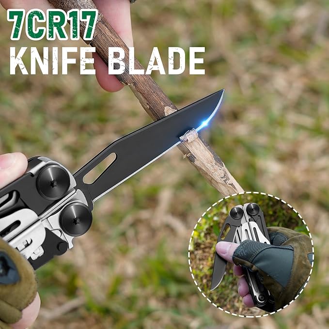 BIBURY Multitool Pliers Pro BI2045 Foldable Multitools with Replaceable Wire Cutters and Saw Stainless Steel Multi Tool w/Upgraded Scissors and Screwdriver Set Ideal for Camping Hiking Survival