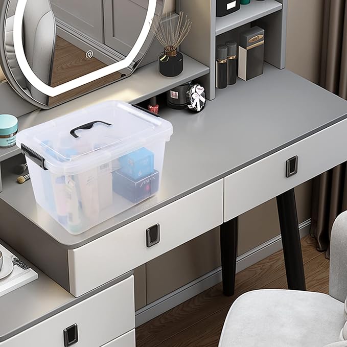 Vababa 10.5 Quart Clear Latch Storage Box with Handle 4-Pack Plastic Storage Bin withLid