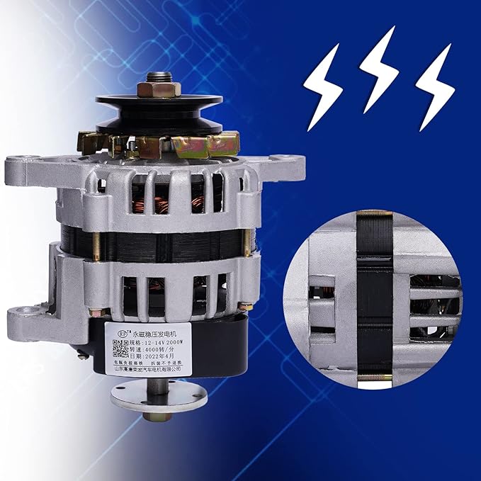 2000W PMA Permanent Magnet Generator DC Brushless Low Rpm Alternator Double Wheel Generator Agriculture (12V/ Double Wheel)