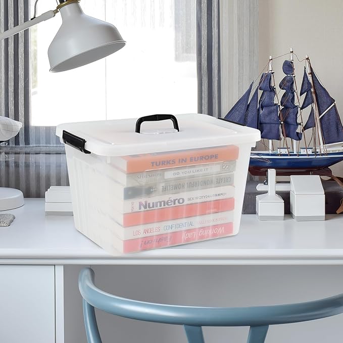 Asking 18 L Clear Plastic Storage Box with Handle 4-Pack